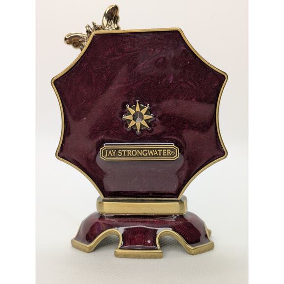 Jay Strongwater Octagonal Dumont Bee Desk Clock in Red Enamel-Swarovski Crystals - Picture 3 of 5